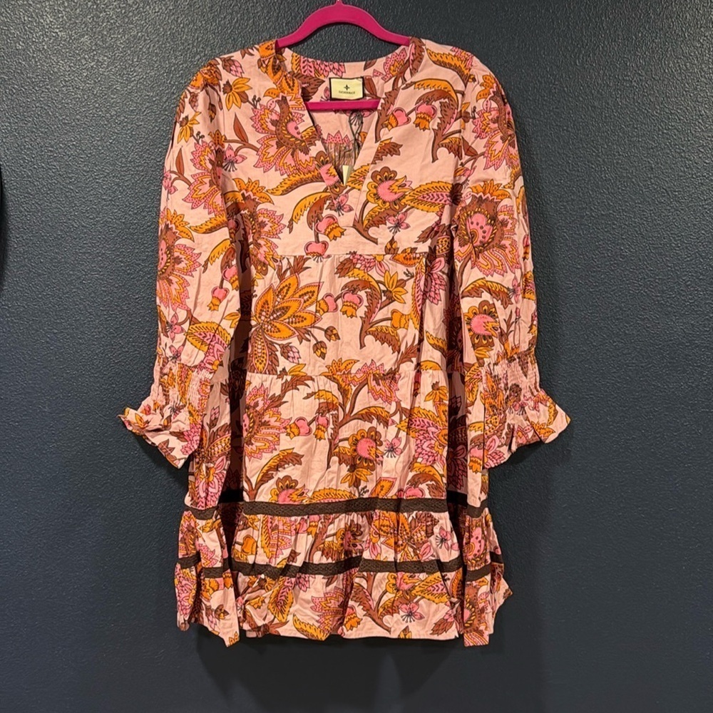 NWT Tuckernuck Tnuck Beach Sunset Chintz Kenzo Coverup, Pink & Orange - Picture 6 of 7